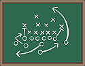 chalk board diagram of football play